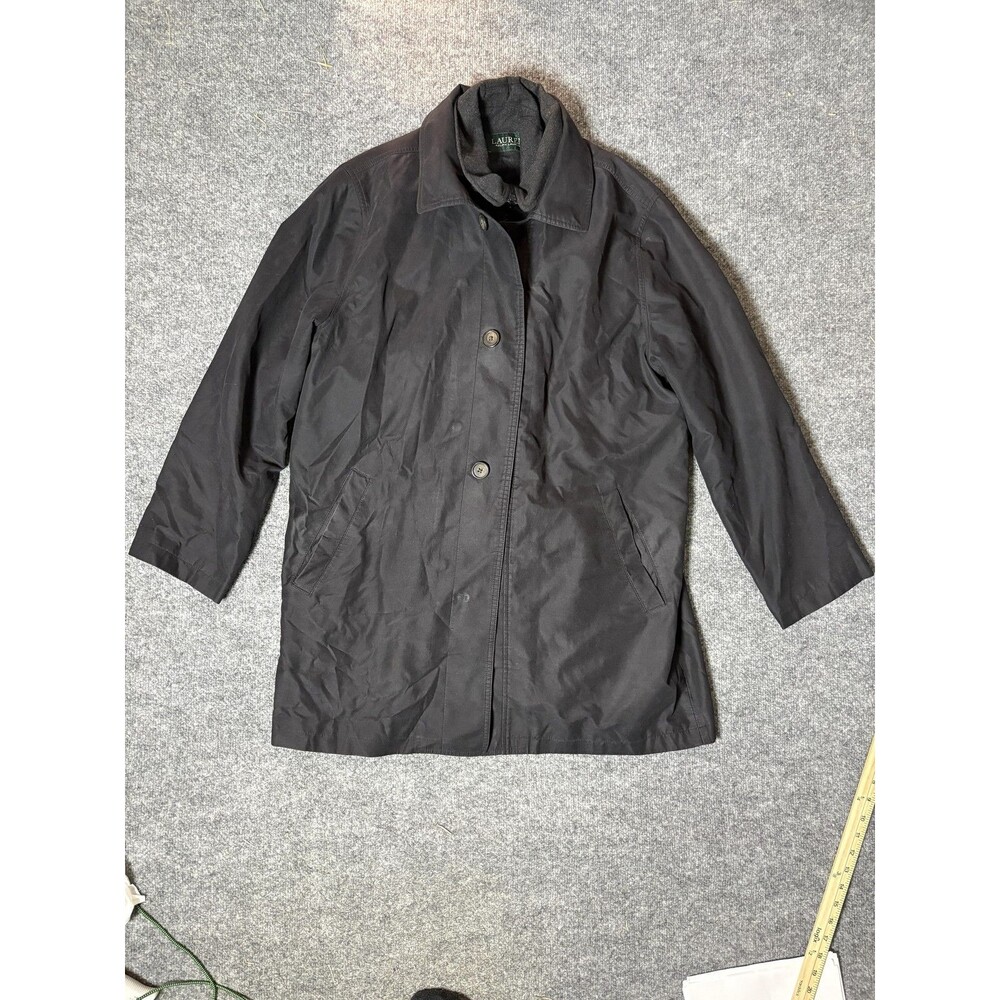 Lauren Ralph Lauren Coat Mens 42R Black Rain Water Repellent Zip Out Liner